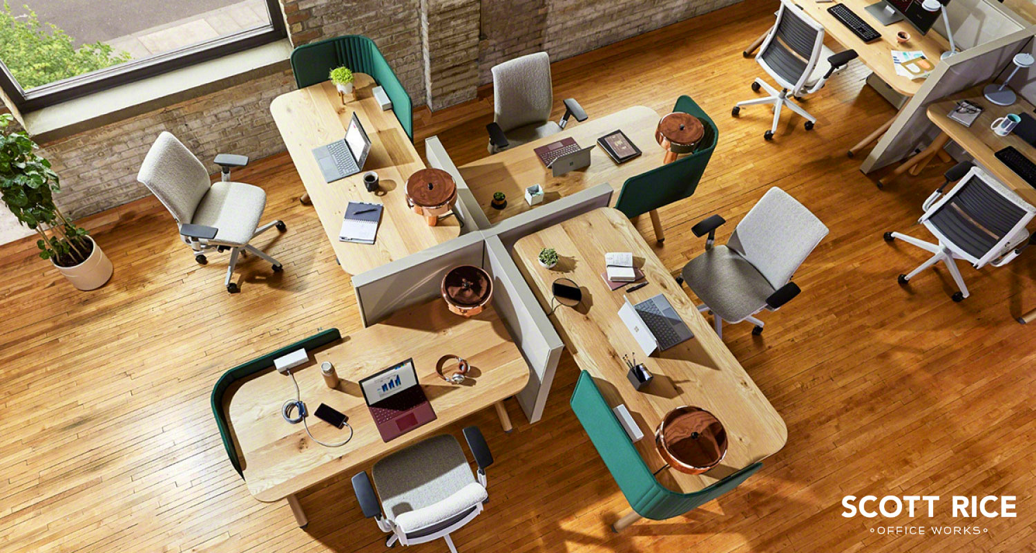 fun collaborative office layout desks