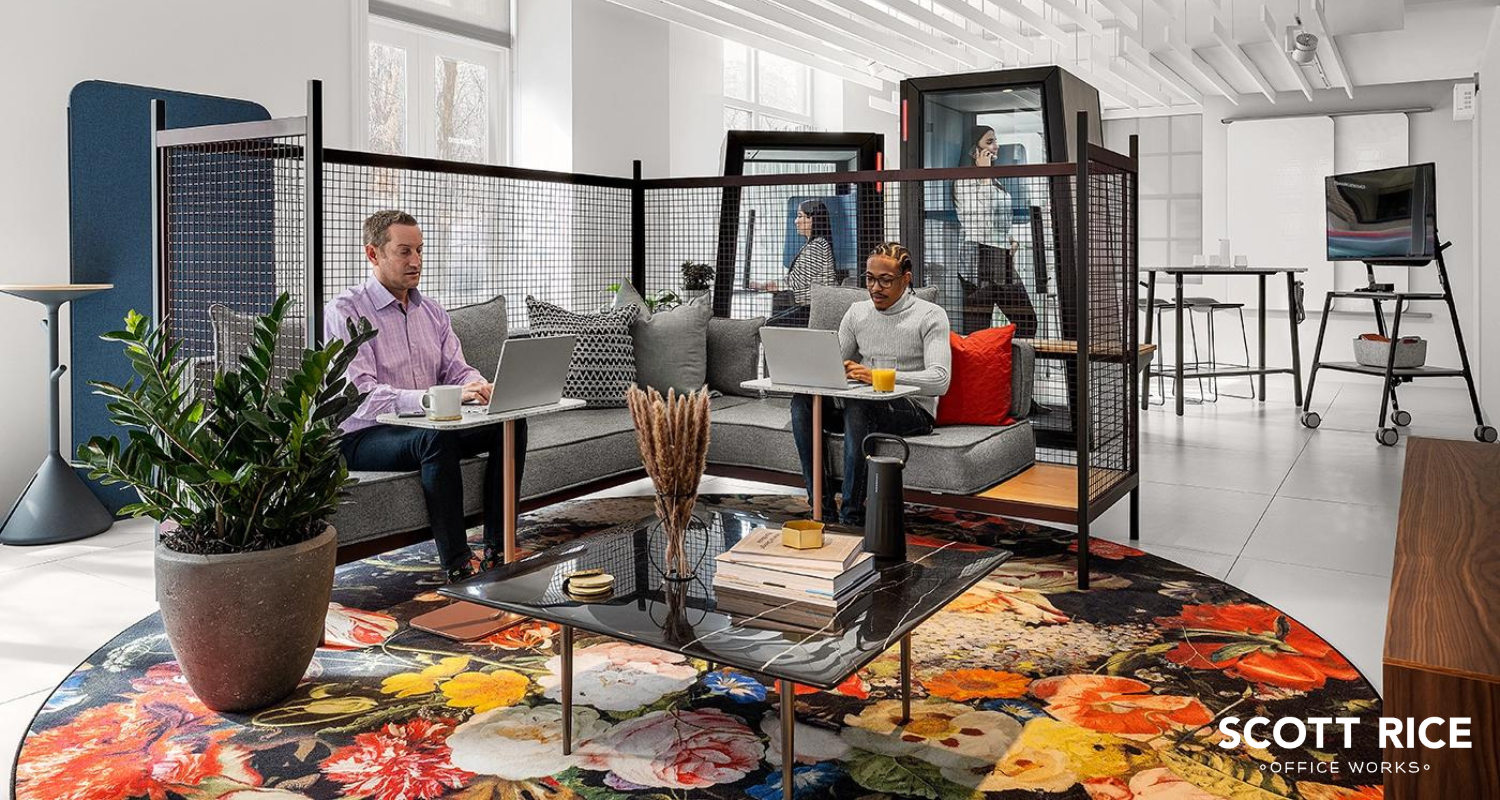 employees in stylish workspace